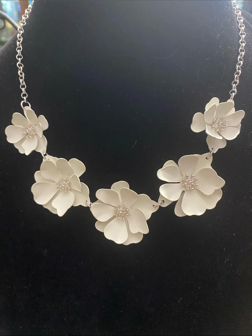 Liz Claiborne  Floral Necklace with Silver Chain - Picture 2 of 3